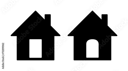 Home silhouette icon set vector. Black building flat icon illustration isolated on white background.