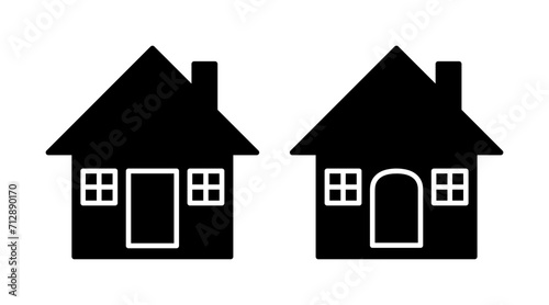 Home silhouette icon set vector. Black building flat icon illustration isolated on white background.