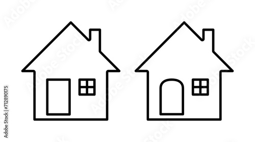 Home line icon set vector. Building outline icon illustration isolated on white background.