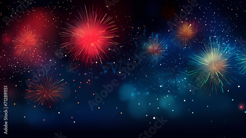 Happy New Year  burning fireworks with bokeh light background