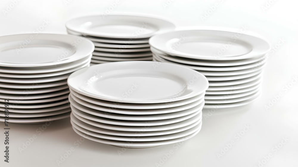stacked white plates