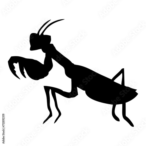 silhouette of a praying mantis or black insect