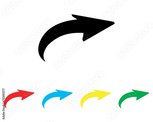 Curved arrow icon vector. Arrow pointer icon sign symbol in trendy flat style. Set elements in colored icons. Arrow right vector icon illustration isolated on white background