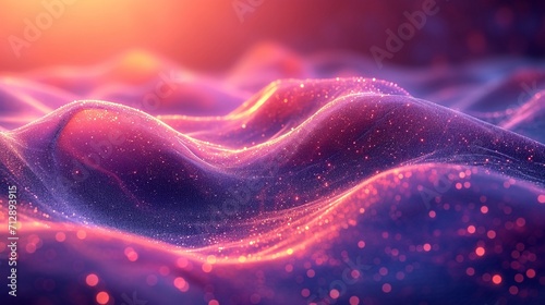 Shimmering neon wave in 3D, flowing iridescently. Set against a vibrant, holographic, abstract background. Realistic HD effect.