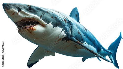 Angry Shark Isolated on Transparent or White Background, PNG