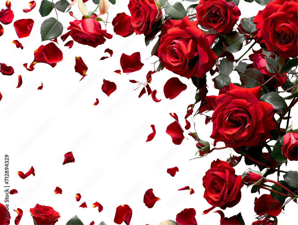 Red Roses Flower Border on Frame Isolated on Transparent or White Background, PNG Red Roses Flower Border on Frame Isolated on Transparent or White Background, PNG