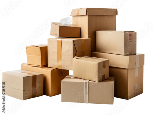 Delivery Boxes Isolated on Transparent or White Background, PNG © Custom Media