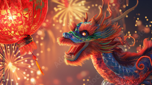 Dragon Happy new year chines red background 
