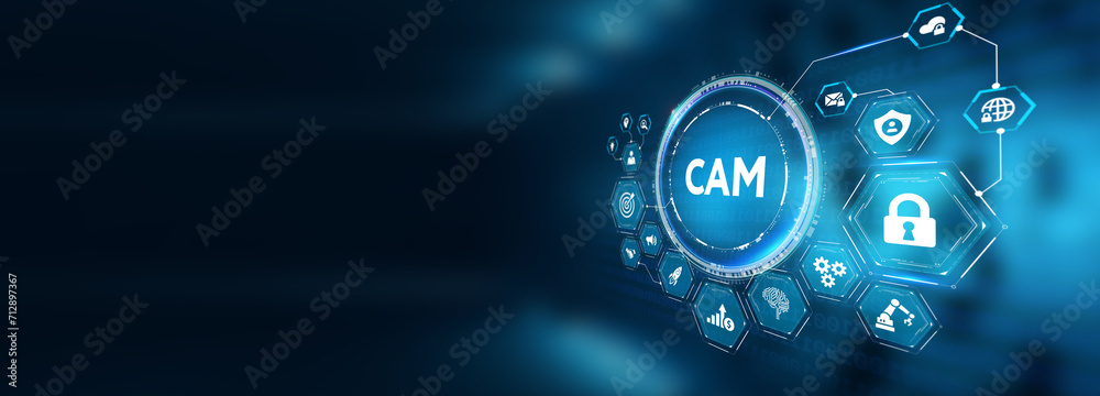 CAM Computer-aided manufacturing industrial technology automation concept. 3d illustration CAM Computer-aided manufacturing industrial technology automation concept. 3d illustration