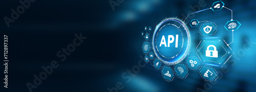 API - Application Programming Interface. Software development tool. Business, modern technology, internet and networking concept. 3d illustration photo