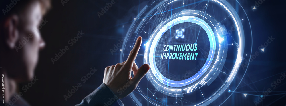 Business, technology, internet and network concept. Virtual screen of the future and sees the inscription: Continuous improvement. 3d illustration