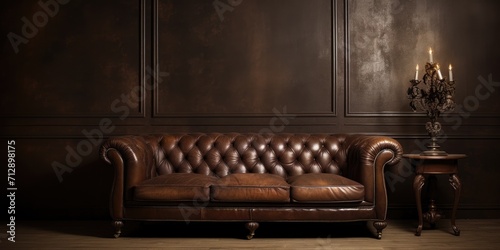 Opulent brown sofa.