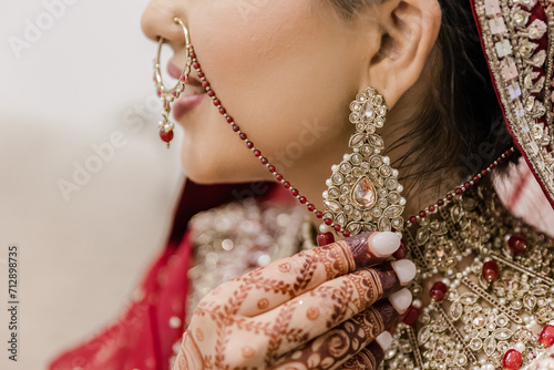 Indian bride's wedding jewelry jewellery close up photo