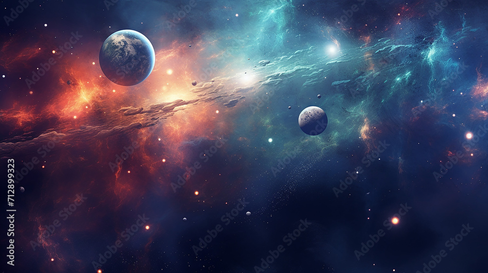 abstract scientific background planets in space nebula and stars elements