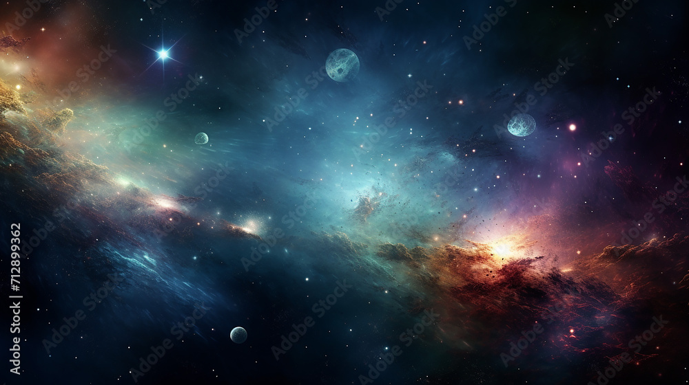 abstract scientific background planets in space nebula and stars elements