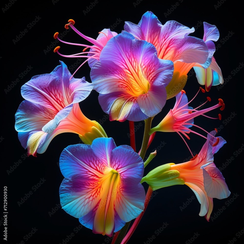 Ash leaved Trumpet Flower neon Color AI Generated pictures Ash leaved Trumpet Flower neon Color AI Generated pictures