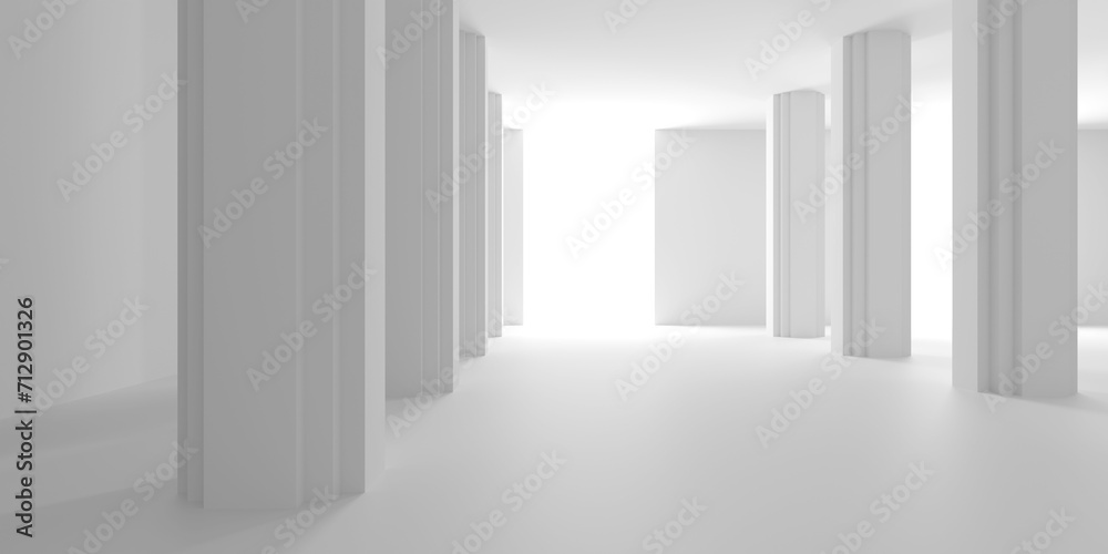 Fototapeta premium Minimalistic room space. White clean empty architecture interior