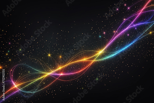 Twinkling Lights, Neon Glitter Particles Background