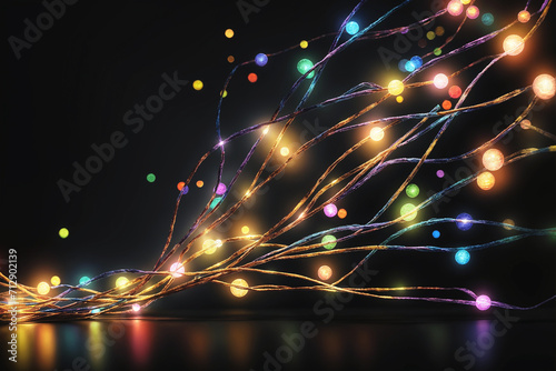 Twinkling Lights, Neon Glitter Particles Background