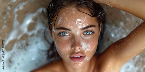 Beautiful young woman washi...