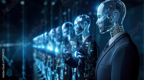 Next-Generation Robotics: A Lineup of AI Business Executives. AI Generative. © NILSEN Studio