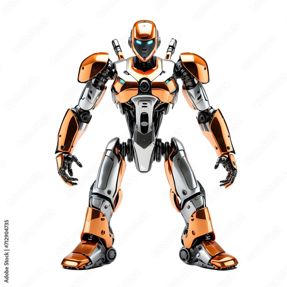A robot in isolation, isolated robotic concept, single robot on a white backdrop