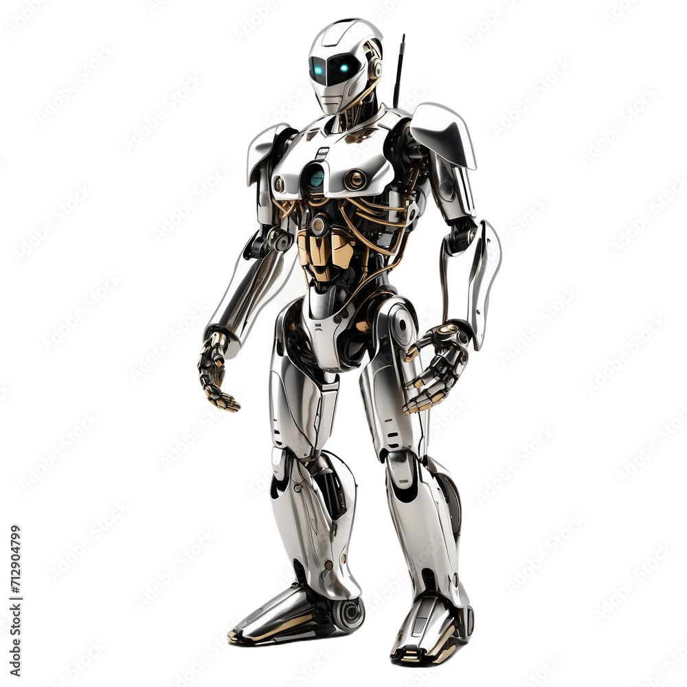 A robot in isolation, isolated robotic concept, single robot on a white backdrop