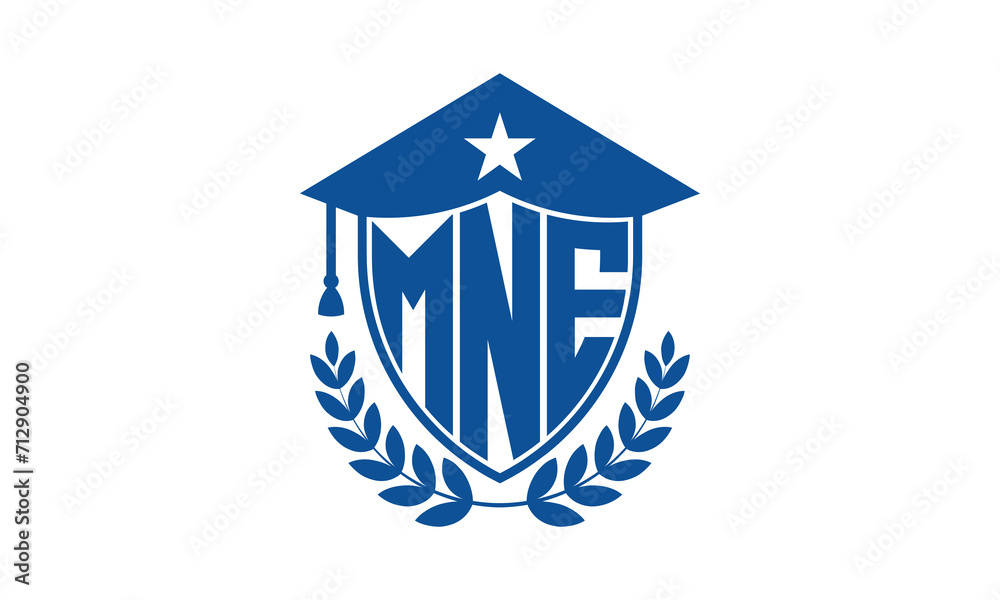 MNE three letter iconic academic logo design vector template. monogram, abstract, school, college, university, graduation cap symbol logo, shield, model, institute, educational, coaching canter, tech MNE three letter iconic academic logo design vector template. monogram, abstract, school, college, university, graduation cap symbol logo, shield, model, institute, educational, coaching canter, tech