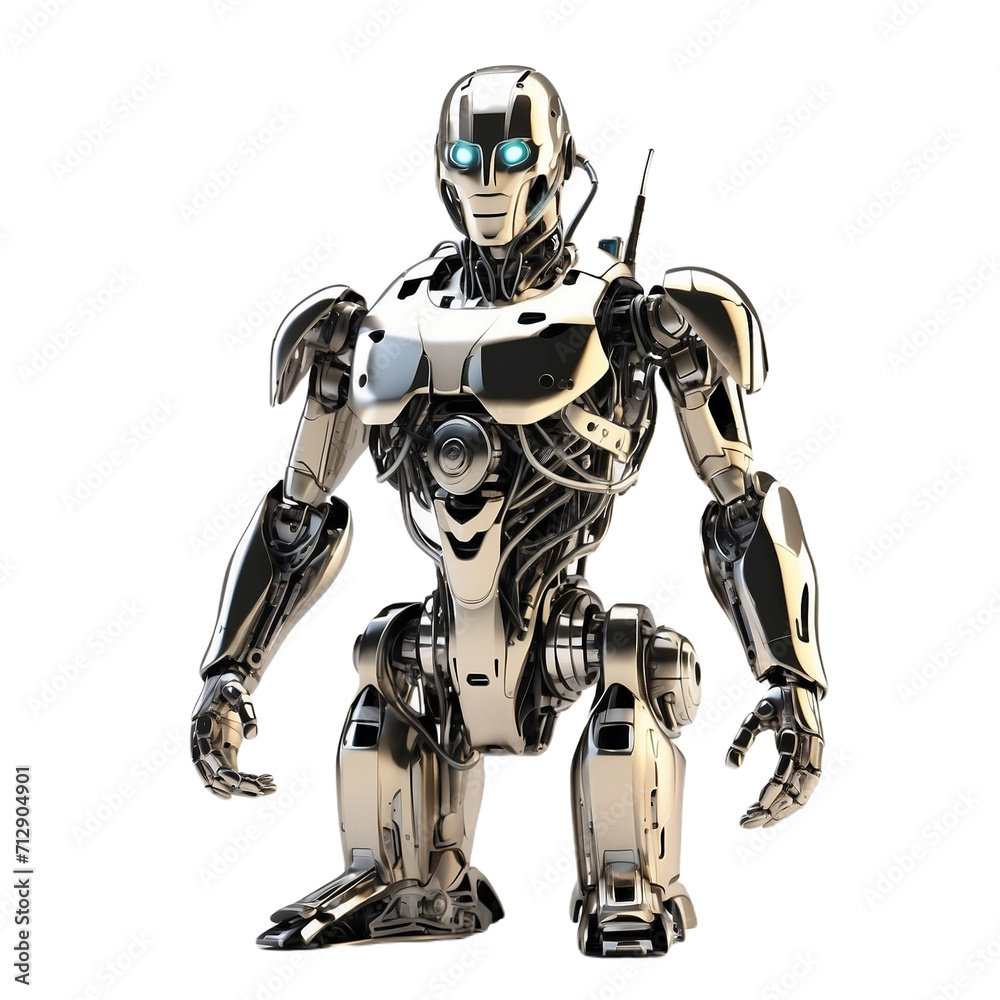 A robot in isolation, isolated robotic concept, single robot on a white backdrop