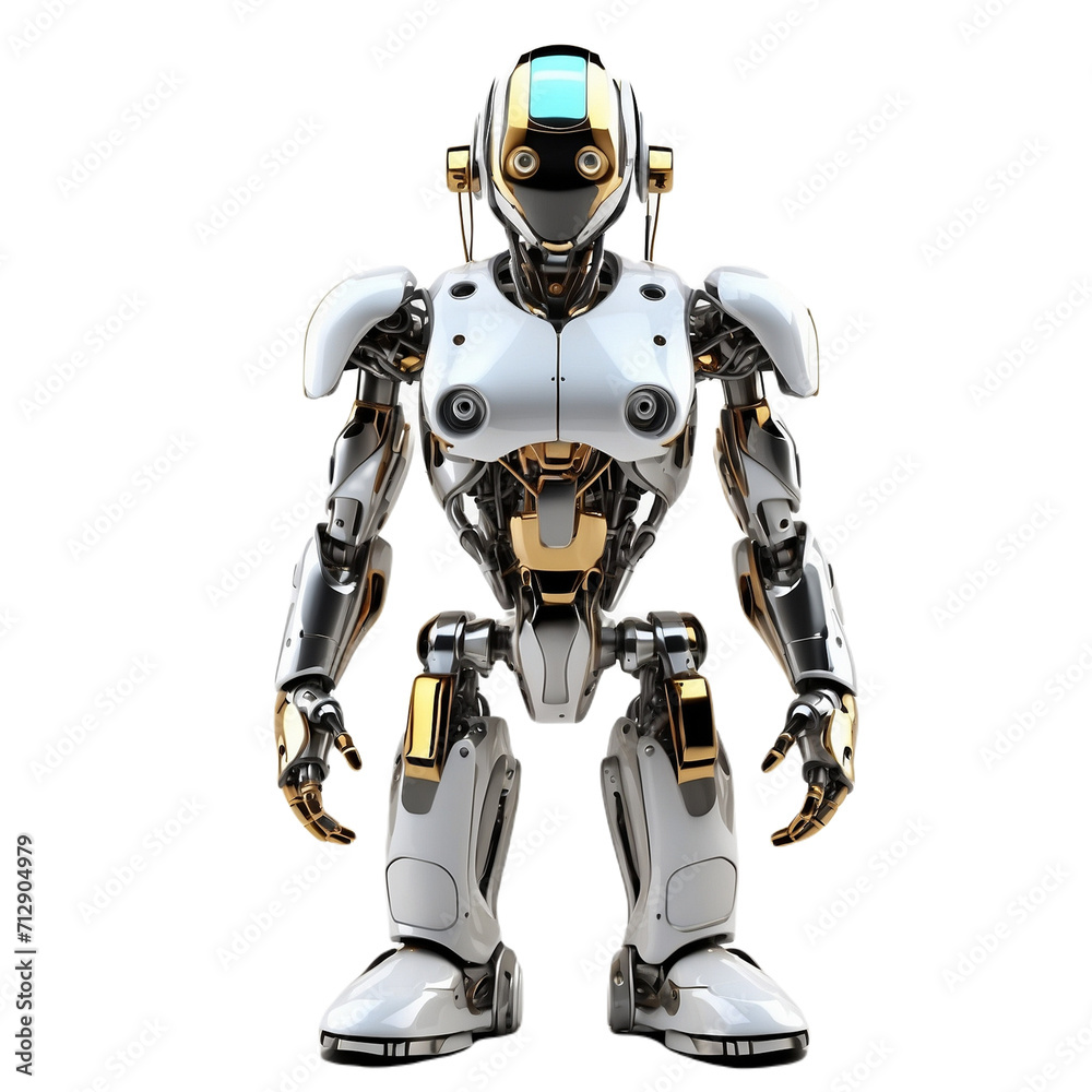 A robot in isolation, isolated robotic concept, single robot on a white backdrop