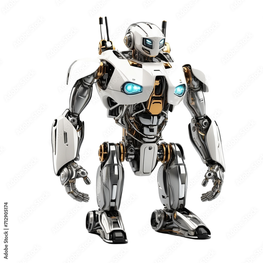 A robot in isolation, isolated robotic concept, single robot on a white backdrop A robot in isolation, isolated robotic concept, single robot on a white backdrop