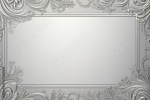 Silver color empty banner with frame