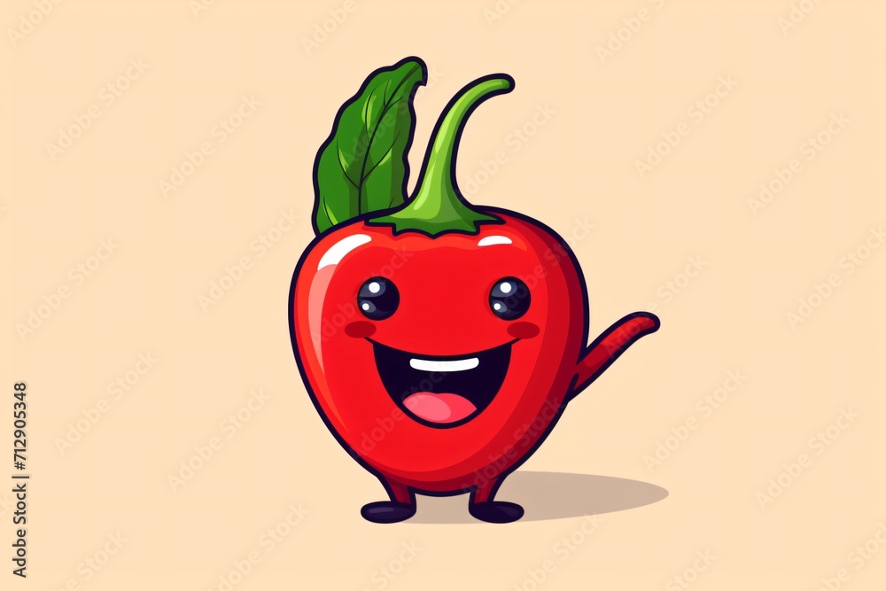Cartoon character illustration of a red pepper Cartoon character illustration of a red pepper
