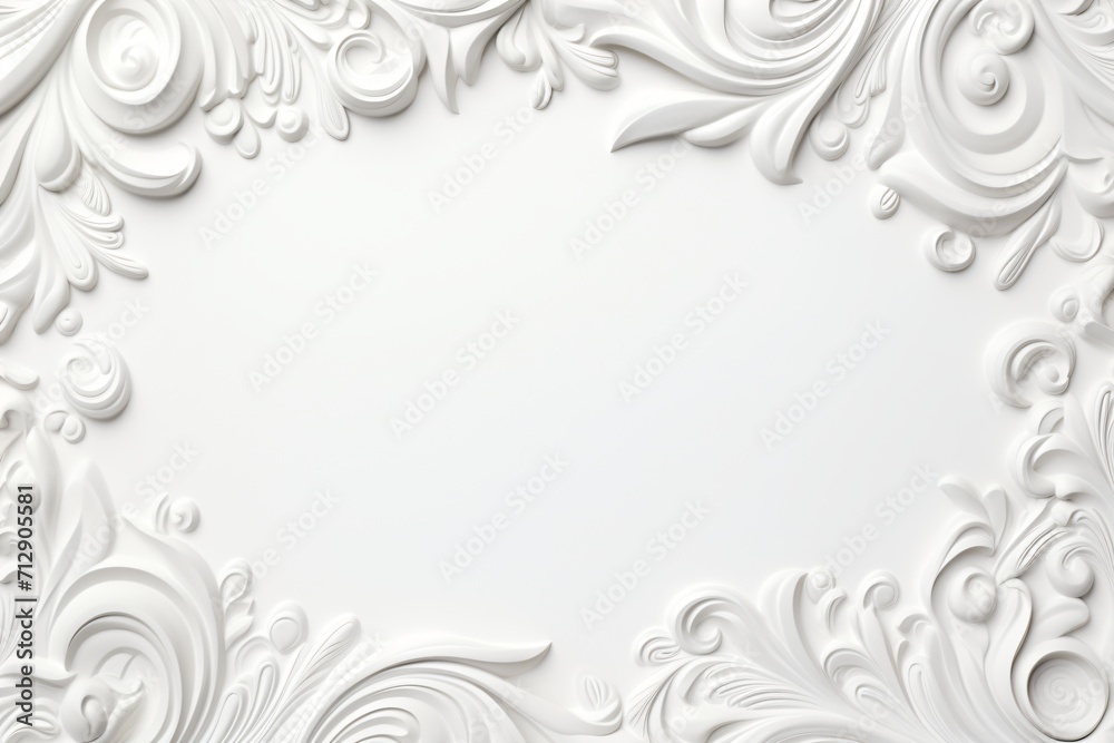 White frame with floral border texture in 3d