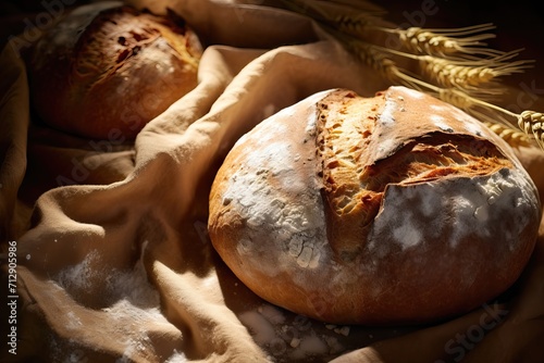 Fresh baked bread on a beautiful background