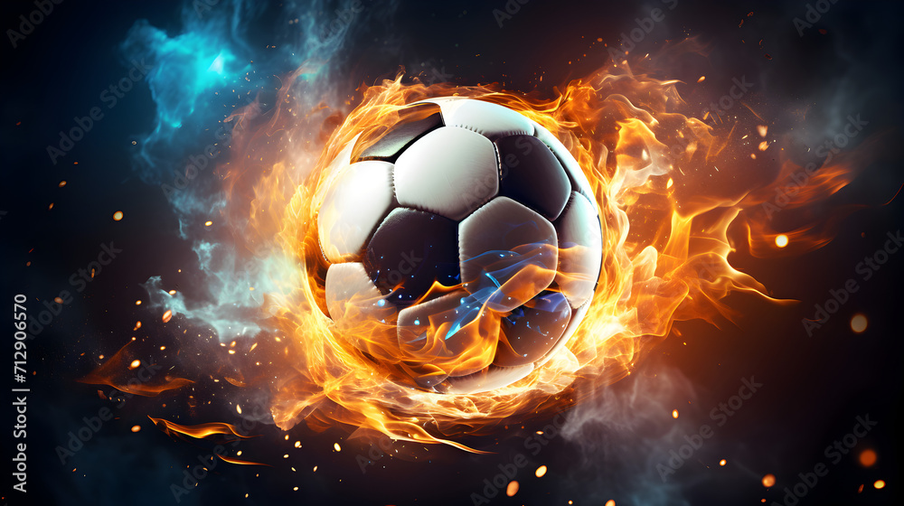 Fototapeta premium soccer ball with fire