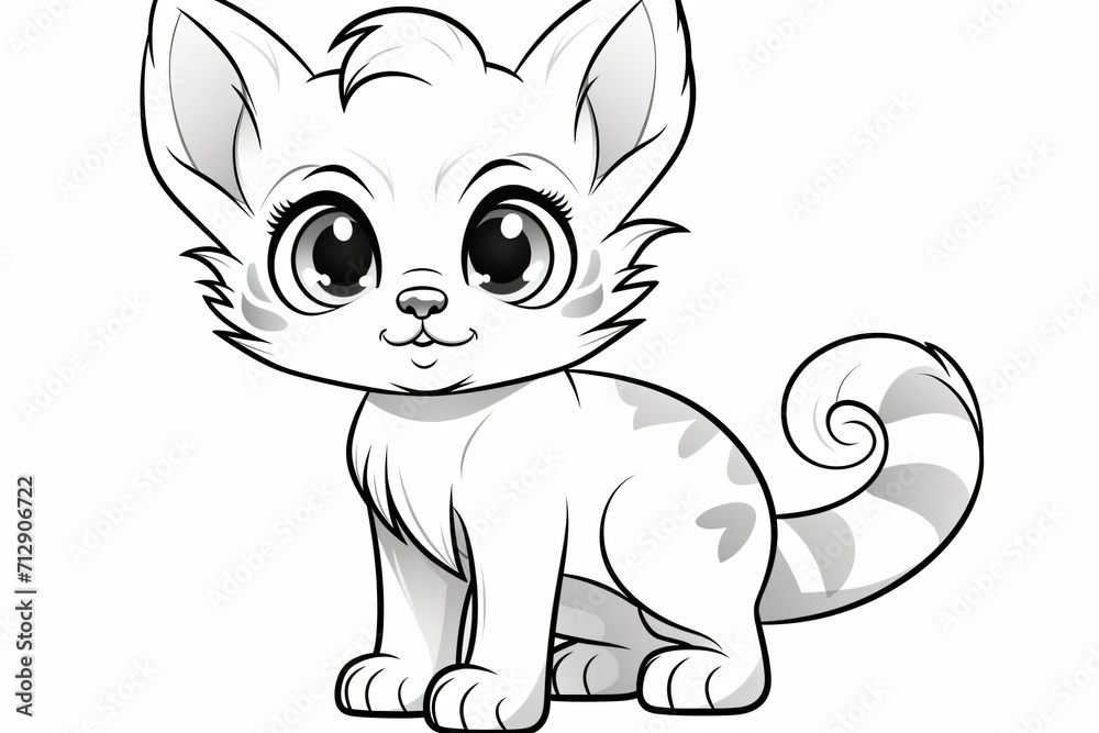 Black and white outline of a cat for coloring book Black and white outline of a cat for coloring book