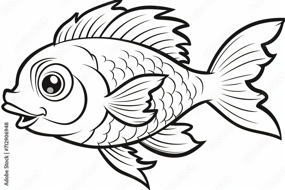 Black and white outline of a fish for coloring book Black and white outline of a fish for coloring book