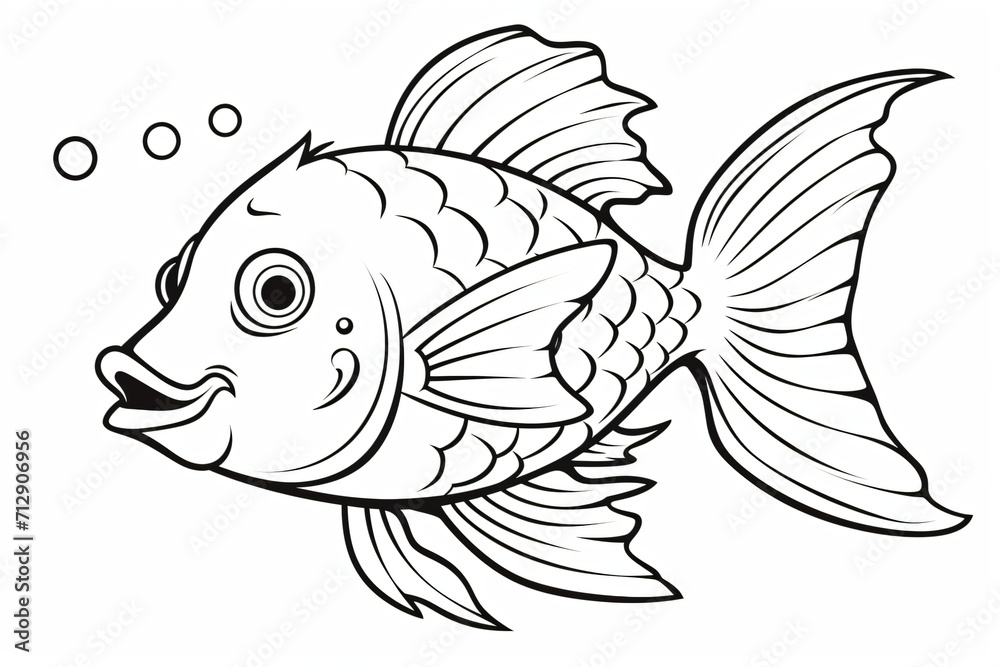 Black and white outline of a fish for coloring book Black and white outline of a fish for coloring book