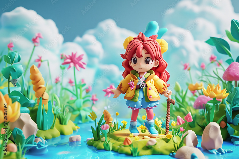 Fototapeta premium game character background 3d stylish wallpaper illustration