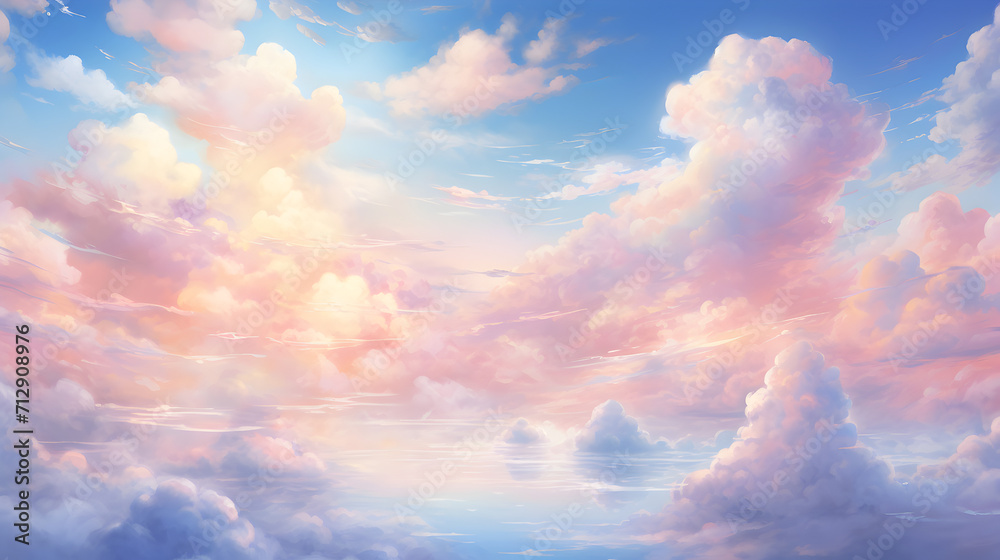 water color blue sky with clouds water color blue sky with clouds