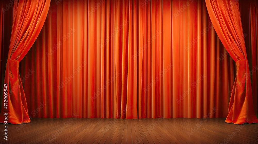 Fototapeta premium Beautiful orange stage curtains