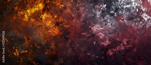 A blazing inferno of amber and fire, scattered with black and red spots, illuminating a vibrant and chaotic background