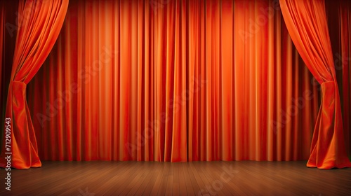 Beautiful orange stage curtains photo