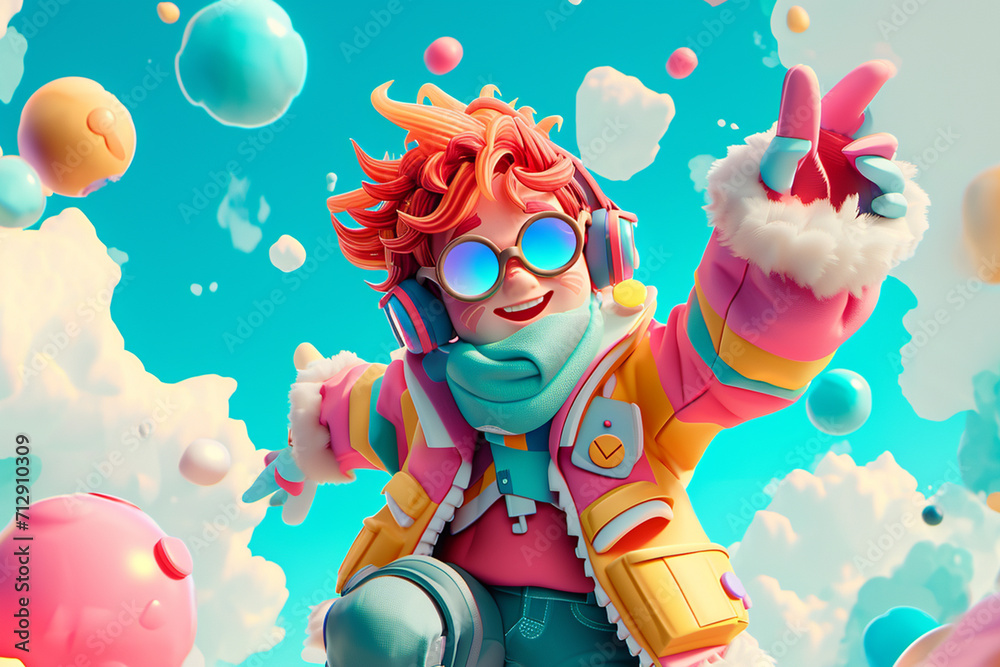 Naklejka premium game character background 3d stylish wallpaper illustration