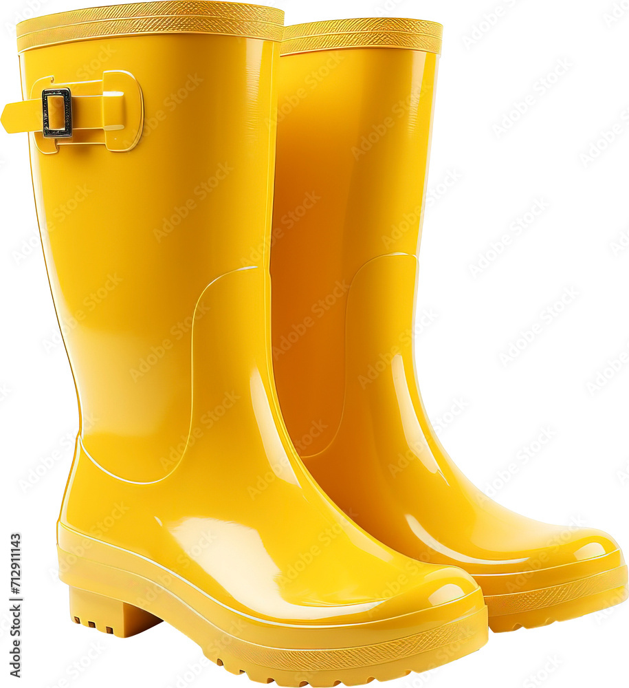Yellow rubber boots isolated on transparent background. PNG Yellow rubber boots isolated on transparent background. PNG