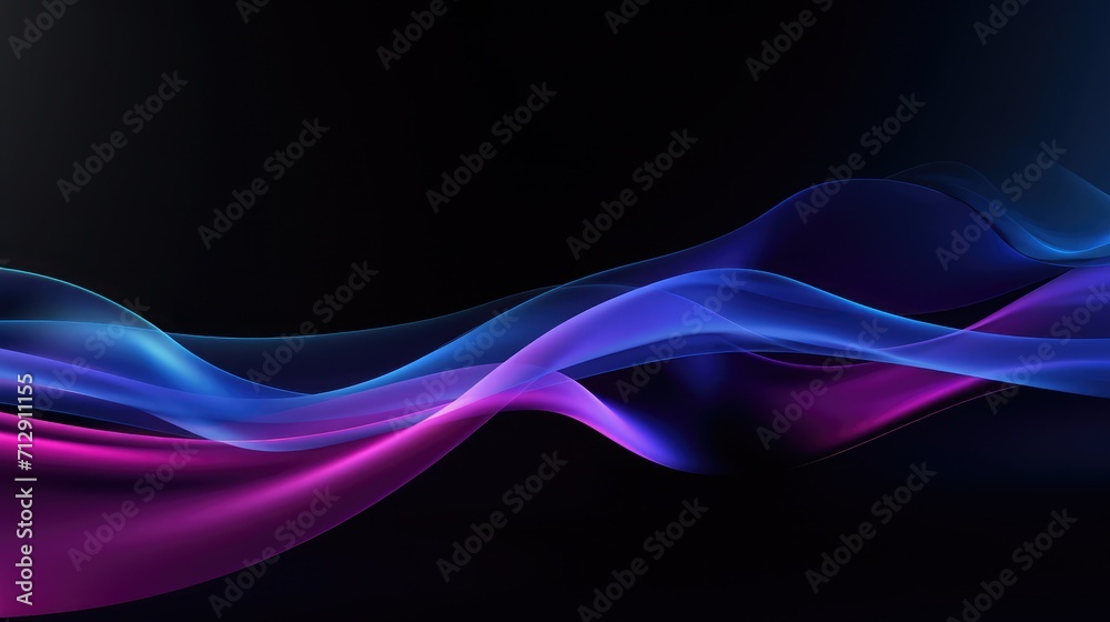 A black background with a blue and purple wave design A black background with a blue and purple wave design