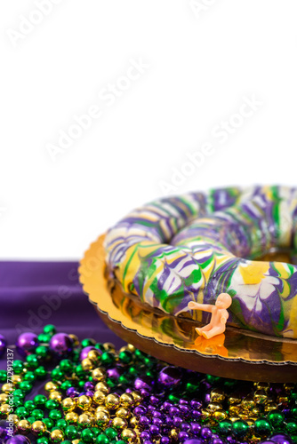 Mardi Gras King Cake on Gold Platter