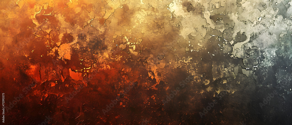 Fiery amber hues dance across the abstract textures of a wall, evoking a sense of warmth and intensity