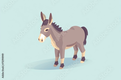 A cute graphic illustration of a donkey cartoon